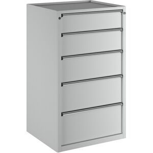Schubladenschrank, BxT 760 x 675 mm, Schubladentraglast 200 kg, 5 Schubladen, Höhe 1280 mm, Front lichtgrau ANKE