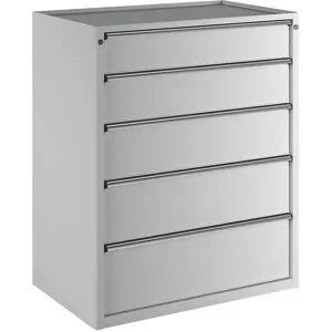 Schubladenschrank, BxT 1060 x 675 mm, Schubladentraglast 100 kg, 5 Schubladen, Höhe 1280 mm, Front lichtgrau ANKE