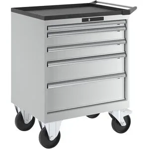 Schubladenschrank, fahrbar, BxTxH 717 x 572 x 962 mm, Schubladen 1 x 50 / 2 x 100 / 1 x 150 / 1 x 200 mm, lichtgrau LISTA