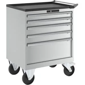 Schubladenschrank, fahrbar, BxTxH 717 x 572 x 962 mm, Schubladen 2 x 75 / 2 x 100 / 1 x 250 mm, lichtgrau LISTA