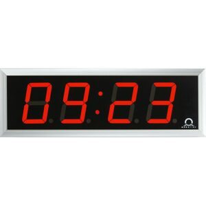 kaiserkraft LED-Digitaluhr, HxBxT 118 x 333 x 39 mm, silber, rote LED