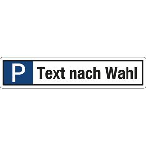 kaiserkraft Parkplatzkennzeichen, Aluminium, P / individueller 1-zeiliger Text, LxH 520 x 110 mm