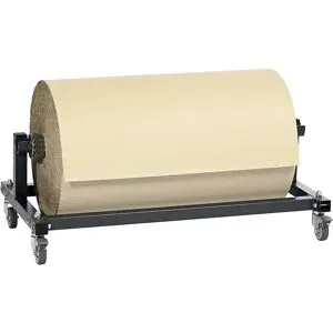 kaiserkraft Abrollbock, fahrbar, für Rollenbreiten bis 1000 mm und Ø 500 mm, schwarz