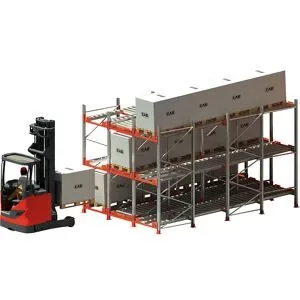 kaiserkraft Durchlauf-Palettenregal, mit Rollenbahnen (FILO), für 36 EUR-Paletten