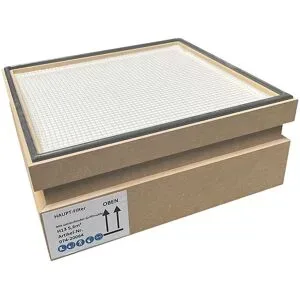 kaiserkraft Schwebstoff-Filter, MDF-Box mit Dichtung, LxBxH 410 x 410 x 146 mm