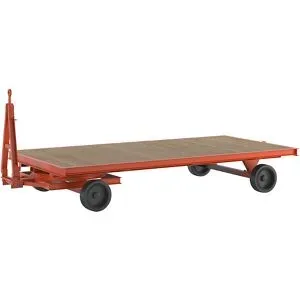 kaiserkraft Schlepperanhänger, 4-Rad-Doppel-Drehschemel-Lenkung, Tragfähigkeit 8 t, Ladefläche 4,0 x 2,0 m, Vollgummireifen
