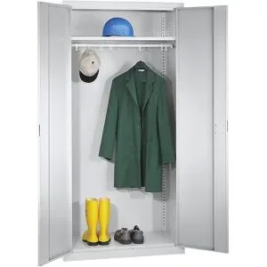 Putzmittelschrank, 1 Hutablage, 1 Kleiderstange, lichtgrau eurokraft pro