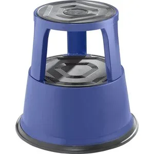 Rollhocker aus stabilem Stahlblech, Höhe belastet 420 mm, drei Gleitrollen, blau, ab 3 Stk eurokraft pro