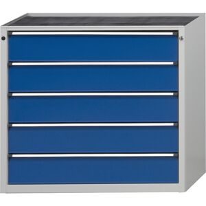 Schubladenschrank ohne Platte, Breite 1060 mm, Schubladentraglast 200 kg, 5 Schubladen, Front enzianblau ANKE