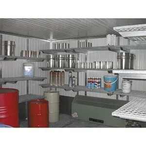 Gitterrostregal-Set, 3 Lagerebenen, an Containerwand vormontiert, verzinkt, BxT 1800 x 500 mm LaCont