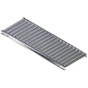 Leicht-Rollenbahn, Aluminiumrahmen mit Aluminiumrollen, Bahnbreite 500 mm, Achsabstand 75 mm, Länge 1,5 m Gura