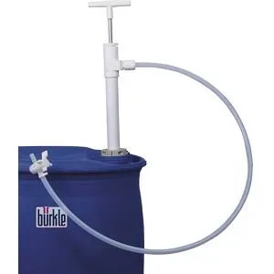 kaiserkraft PTFE Fass-Handpumpe, mit Auslaufschlauch und Hahn, Eintauchtiefe 950 mm, 400 ml/Hub