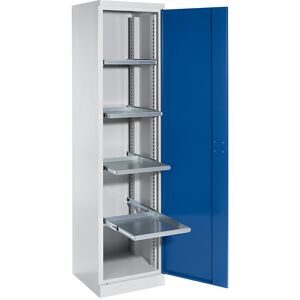 Materialschrank, Breite 500 mm, 4 Ausziehböden, Tür enzianblau eurokraft pro
