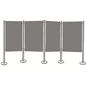 Präsentationswand-Set, Filz, grau, 4 Pinntafeln, 5 Säulen magnetoplan