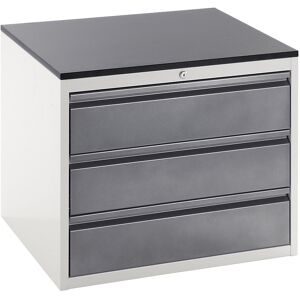 Schubladenschrank mit Teleskopführungen, Höhe 640 mm, Schubladen 3 x 180 mm, lichtgrau / anthrazit, Breite 770 mm RAU