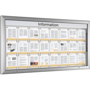 kaiserkraft Schaukasten für Innen- und Außenbereich, Querformat, Übergröße, BxH 2000 x 1025 mm, Türöffnung 90° nach oben, Rückwandfarbe Reinweiß