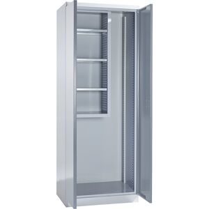 kaiserkraft Geräte- und Putzmittelschrank, Breite 750 mm, Vollblechtüren, lichtgrau