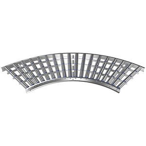 Leicht-Rollenbahn, Aluminiumrahmen mit Aluminiumrollen, Bahnbreite 600 mm, Kurve 90°, Innenradius 800 mm, Achsabstand 100 mm Gura