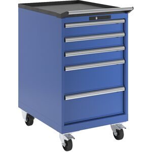 Schubladenschrank, fahrbar, BxTxH 564 x 725 x 990 mm, 5 Schubladen, enzianblau LISTA