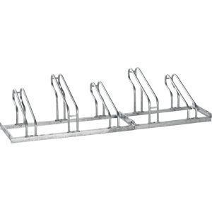 Fahrradständer, Bügel aus 18 mm Stahlrohr, Radeinstellung einseitig, feuerverzinkt, 5 Stellplätze eurokraft pro