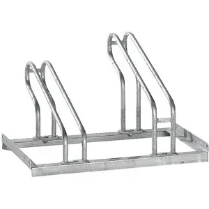 Fahrradständer, Bügel aus 18 mm Stahlrohr, Radeinstellung einseitig, feuerverzinkt, 2 Stellplätze eurokraft pro