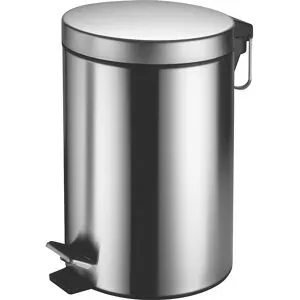 Kosmetikabfall-Treteimer aus Stahl, Volumen 5 l, HxBxT 320 x 210 x 280 mm, gebürstet AIR-WOLF