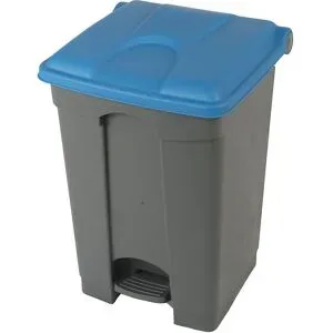 Treteimer, Volumen 45 l, BxHxT 410 x 600 x 400 mm, grau, Deckel blau Probbax