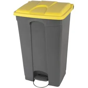 Treteimer, Volumen 90 l, BxHxT 505 x 790 x 410 mm, grau, Deckel gelb Probbax