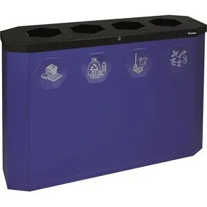 kaiserkraft Wertstoffsammler Sixco smart, Volumen 4 x 45 l, ultramarinblau