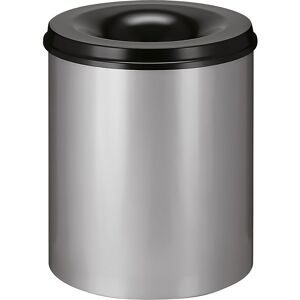 kaiserkraft Sicherheitspapierkorb, Stahl, flammhemmend, Volumen 80 l, HxØ 540 x 465 mm, Korpus alusilber / Löschkopf schwarz