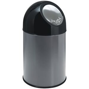 kaiserkraft Push-Mülleimer, Stahl, Volumen 30 l, grau, ab 2 Stk