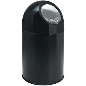 kaiserkraft Push-Mülleimer, Stahl, Volumen 30 l, schwarz