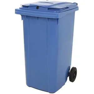 kaiserkraft Mülltonne mit Einwurf, 240 l, mit Papierschlitz, abschließbar, blau