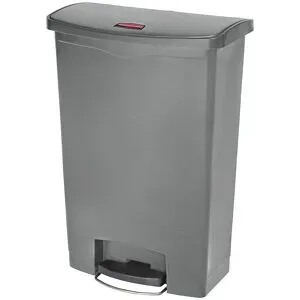 Tretabfalleimer Slim Jim®, Kunststoff, Fassungsvermögen 90 Liter, mit Rollen, grau