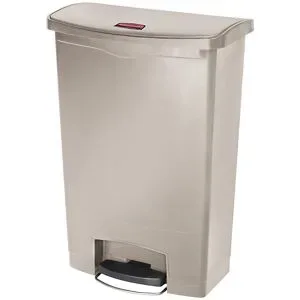 Tretabfalleimer Slim Jim®, Kunststoff, Fassungsvermögen 90 Liter, mit Rollen, beige