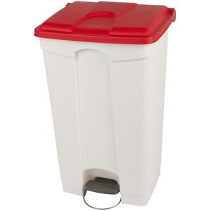 Treteimer, Volumen 90 l, BxHxT 505 x 790 x 410 mm, weiß, Deckel rot Probbax