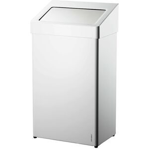 Mülleimer, Edelstahl, mit Klappdeckel, Volumen 60 l, BxHxT 400 x 726 x 258 mm, weiß pulverbeschichtet AIR-WOLF