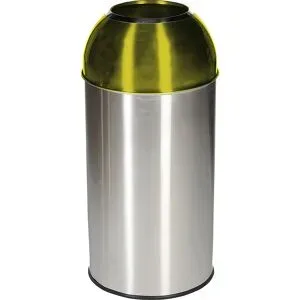 Abfallsammler Orgavente Edelstahl, Volumen 40 l, rund, ø 380 x H 740 mm, für den Innenbereich, gelb