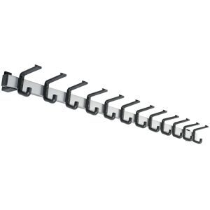kaiserkraft Garderobenleiste, Aluminium, Hakenbelastbarkeit 90 kg, 12 Haken, Breite 1200 mm, VE 1 Stk