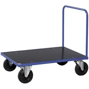 Plattformwagen KM33, 1 Schiebebügel, LxB 1000 x 700 mm, 2 Lenkrollen mit Stopp, 2 Bockrollen, ab 2 Stk Kongamek