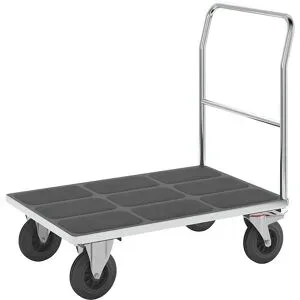 Plattformwagen, Rohrschiebebügel, Vollgummireifen, LxB 1050 x 700 mm, verzinkt eurokraft pro