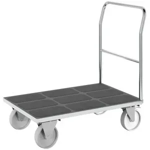 Plattformwagen, Rohrschiebebügel, Polyamidreifen, LxB 1050 x 700 mm, verzinkt eurokraft pro