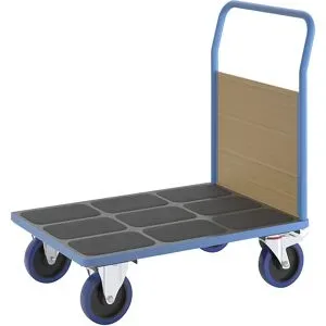 Plattformwagen mit Holzwänden, mit 1 Stirnwand, LxB 1100 x 700 mm, Vollelastik eurokraft pro