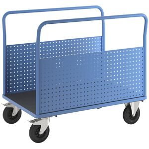Plattformwagen, mit 2 Lochblechseitenwänden, LxB 1250 x 800 mm, Vollgummi eurokraft pro