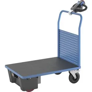 Plattformwagen mit Elektroantrieb, mit einer Lochblechwand, LxB 1050 x 700 mm eurokraft pro