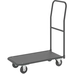 Plattformwagen, Ladefläche mit MDF-Platte, mit anschraubbarem Schiebebügel, anthrazitgrau eurokraft pro