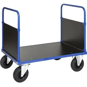 Plattformwagen KM33, 2 Stirnwände, LxB 1000 x 700 mm, 2 Lenkrollen mit Stopp, 2 Bockrollen, ab 2 Stk Kongamek
