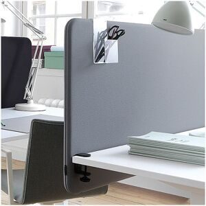 kaiserkraft Akustik-Tischtrennwand Standard mit abgerundeten Ecken, Höhe 650 mm, Textil, Breite 800 mm, grau
