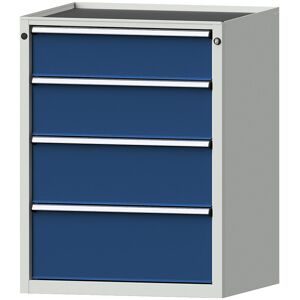 Schubladenschrank, BxT 760 x 675 mm, Schubladentraglast 200 kg, 4 Schubladen, Höhe 980 mm, Front enzianblau ANKE