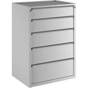 Schubladenschrank, BxT 910 x 675 mm, Schubladentraglast 100 kg, 5 Schubladen, Höhe 1280 mm, Front lichtgrau ANKE
